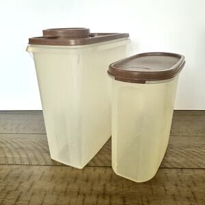 Lot of 70s Cereal Kitchen Storage Tupperware Brown